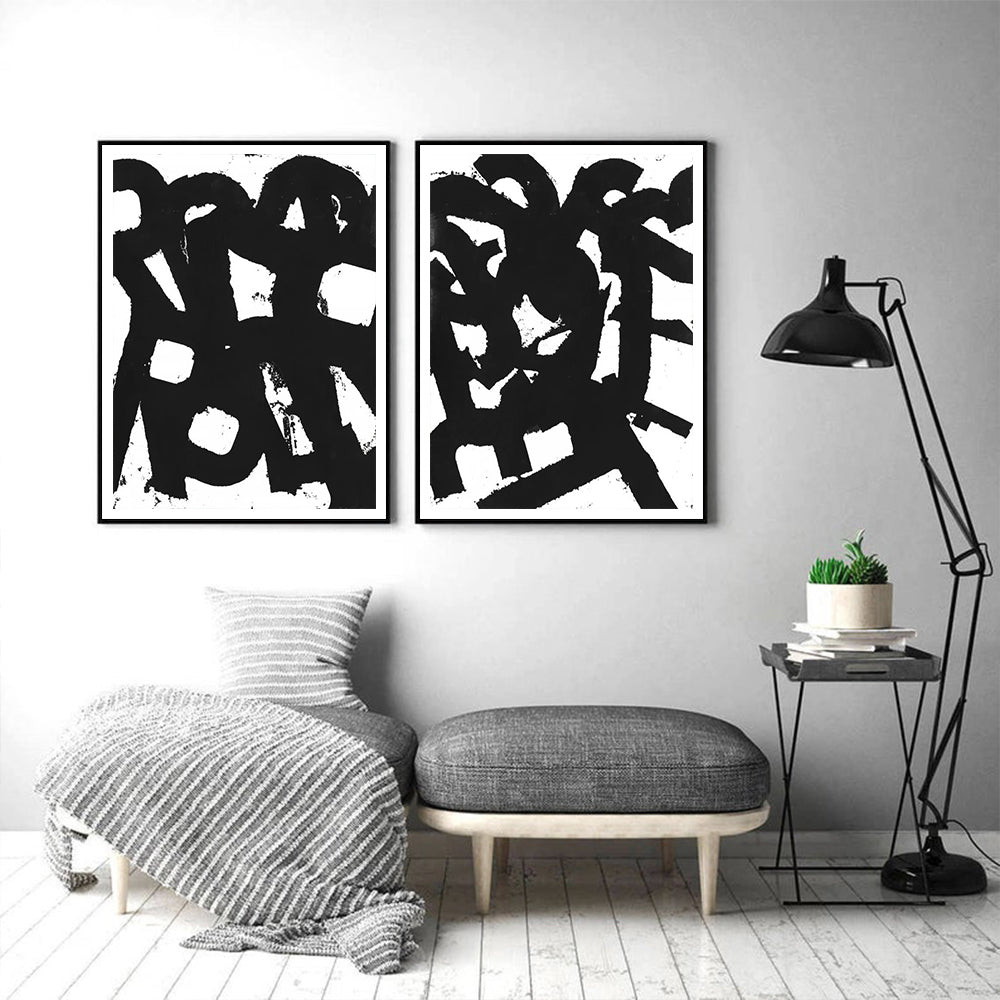 Wall Art 90cmx135cm Rock N Roll 2 Sets Black Frame Canvas