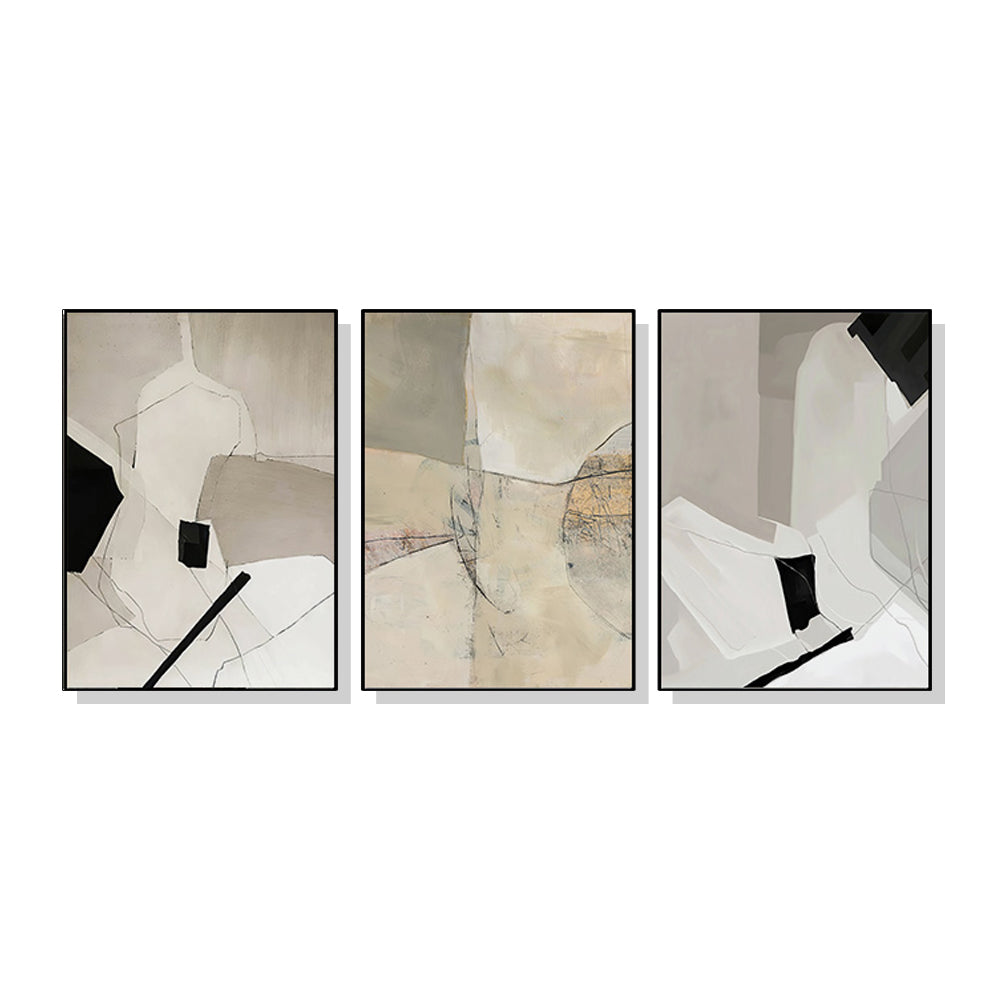 Wall Art 80cmx120cm Modern Abstract 3 Sets Black Frame Canvas