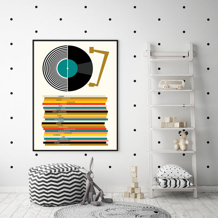 Wall Art 90cmx135cm Music Black Frame Canvas