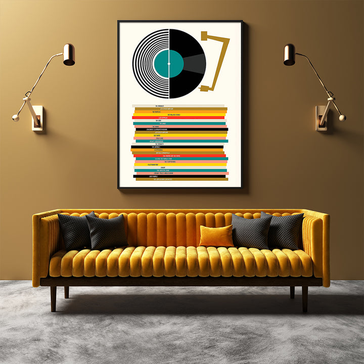 Wall Art 90cmx135cm Music Black Frame Canvas