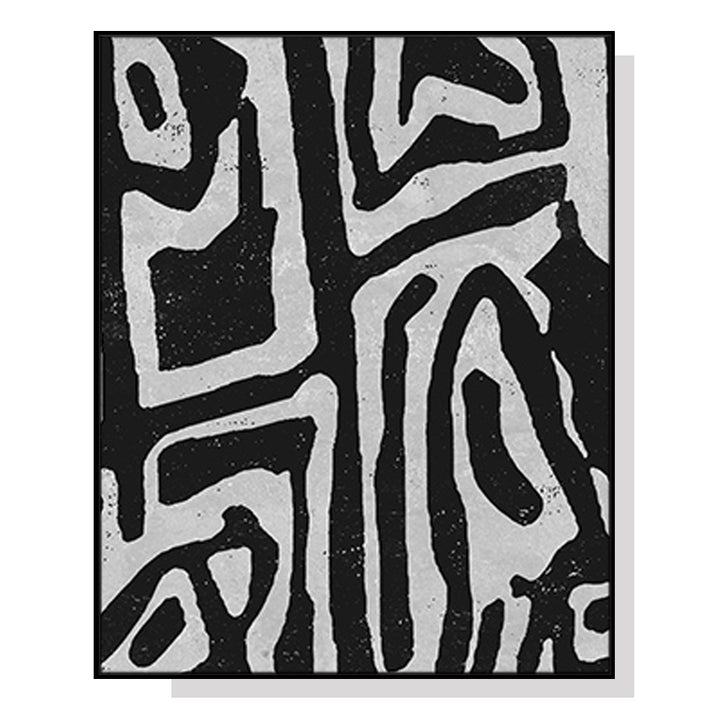 Wall Art 50cmx70cm Abstract Black Artwork Black Frame Canvas