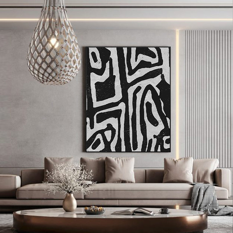 Wall Art 80cmx120cm Abstract Black Artwork Black Frame Canvas