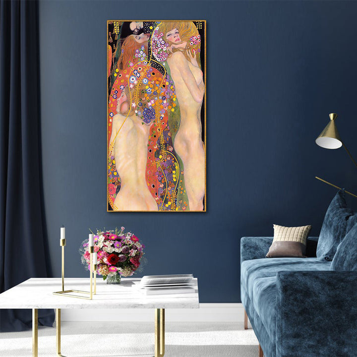 Wall Art 50cmx100cm Water Serpents By Gustav Klimt Gold Frame Canvas