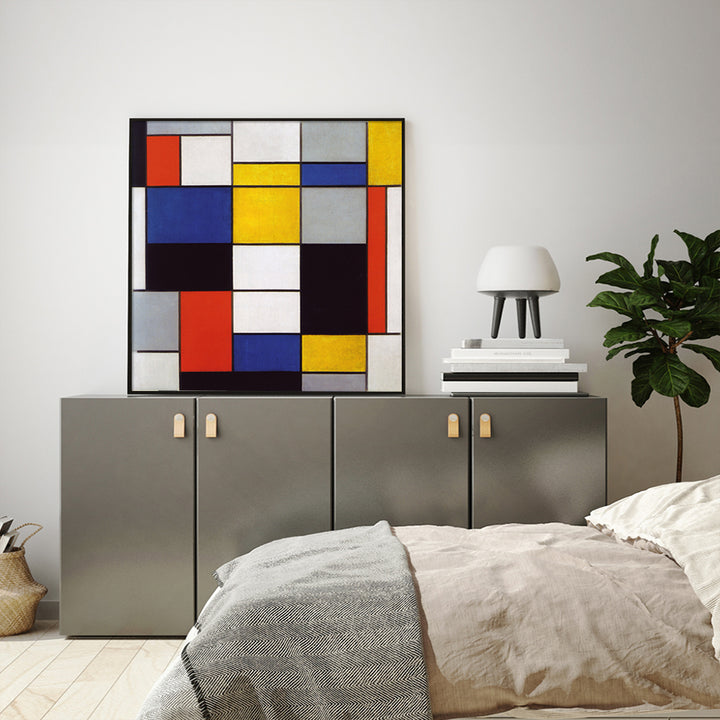 Wall Art 50cmx50cm Large Composition A By Piet Mondrian Black Frame Canvas