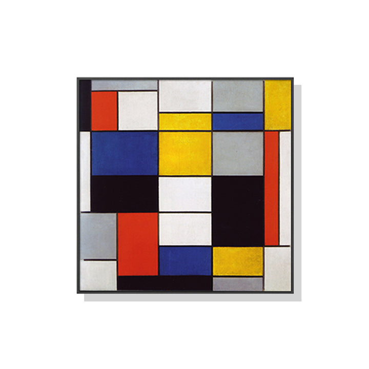 Wall Art 60cmx60cm Large Composition A By Piet Mondrian Black Frame Canvas