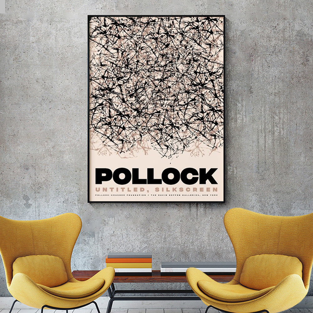 Wall Art 50cmx70cm Jackson Pollock Exhibition II Black Frame Canvas