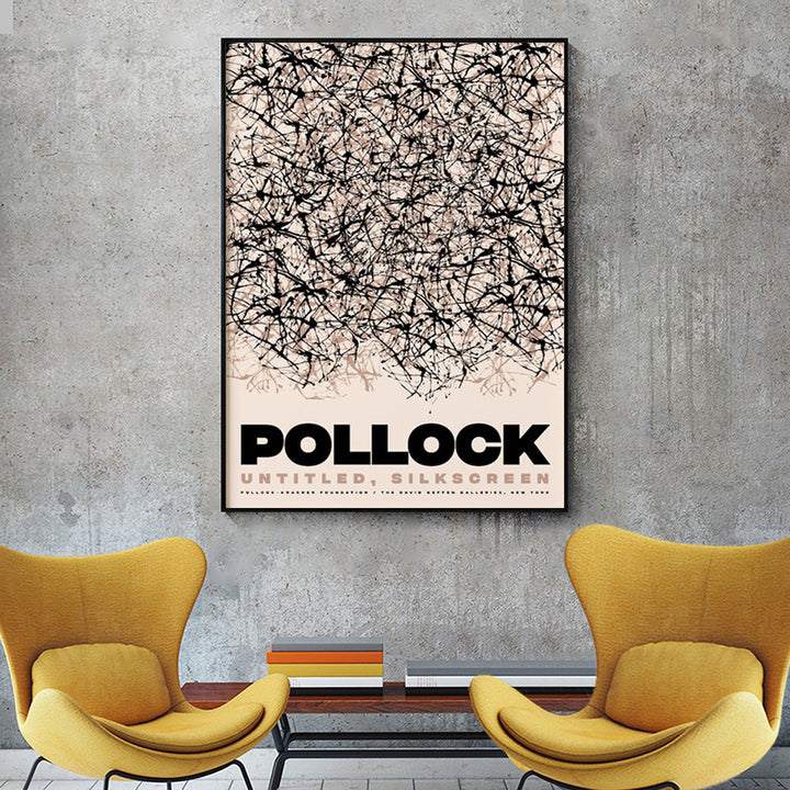 Wall Art 60cmx90cm Jackson Pollock Exhibition II Black Frame Canvas