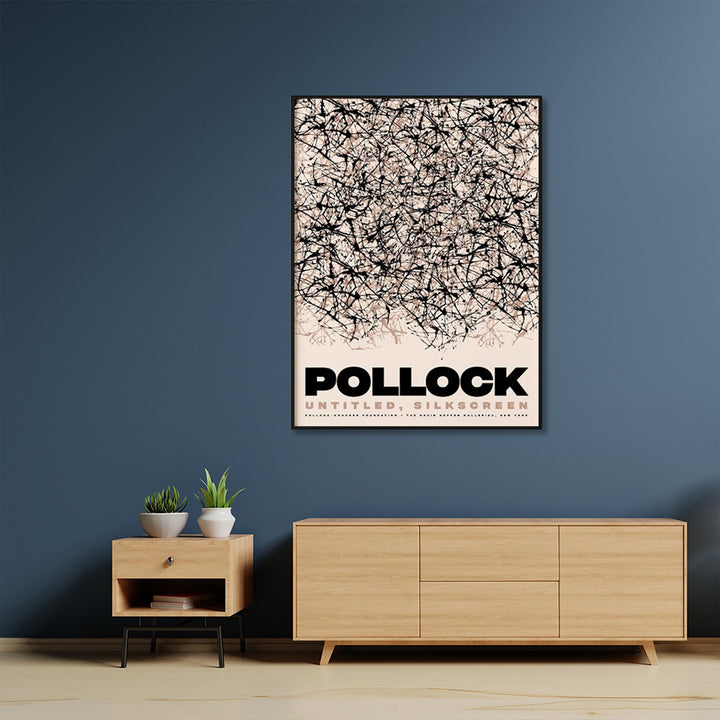 Wall Art 80cmx120cm Jackson Pollock Exhibition II Black Frame Canvas