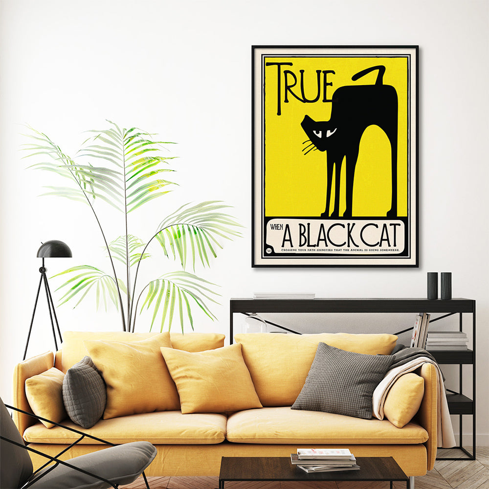 Wall Art 50cmx70cm Black Cat Black Frame Canvas