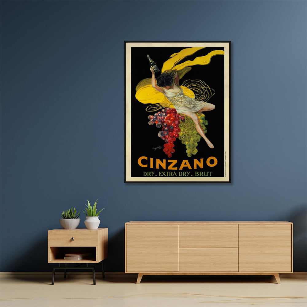 Wall Art 90cmx135cm Cinzano Black Frame Canvas