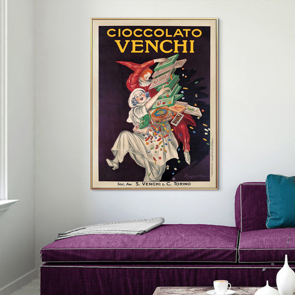 Wall Art 60cmx90cm Cioccolato Venchi Vintage Gold Frame Canvas