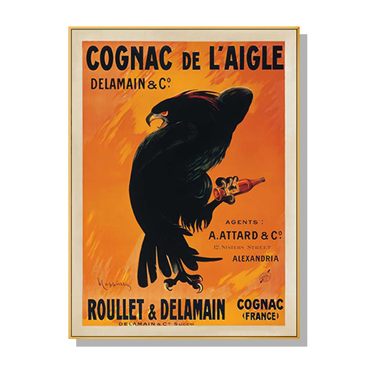 Wall Art 50cmx70cm Cognac de l'Aigle Gold Frame Canvas