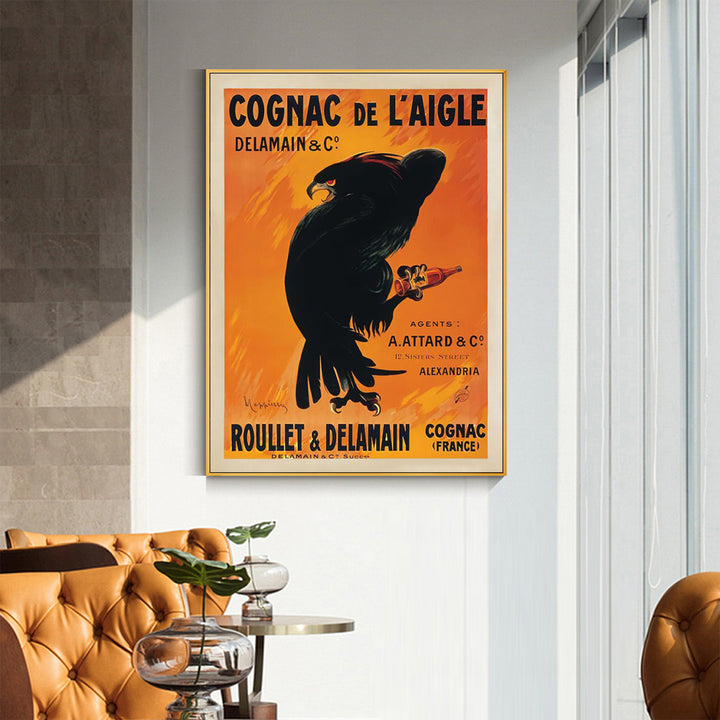 Wall Art 70cmx100cm Cognac de l'Aigle Gold Frame Canvas