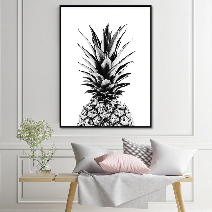 Wall Art 50cmx70cm Pineapple Black Frame Canvas