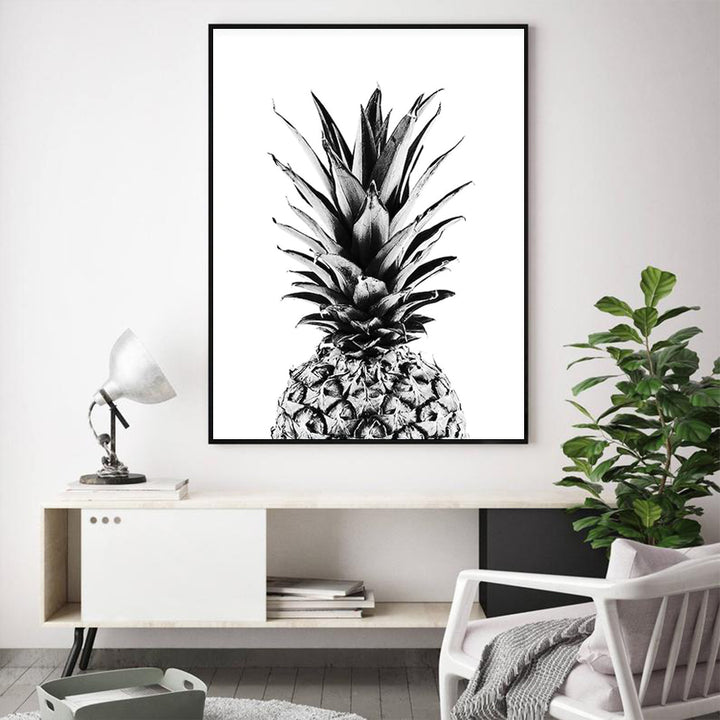 Wall Art 90cmx135cm Pineapple Black Frame Canvas