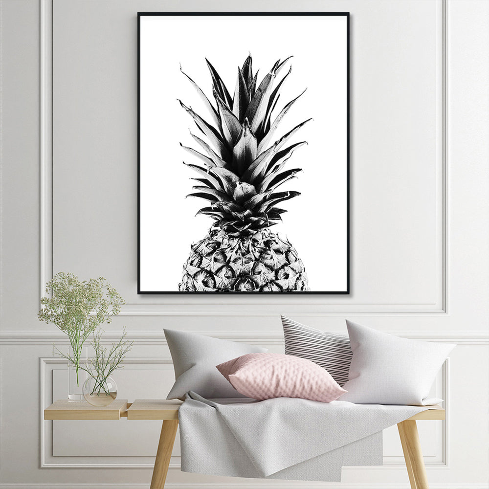 Wall Art 60cmx90cm Pineapple Black Frame Canvas