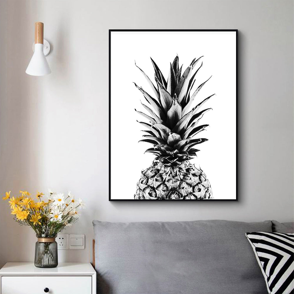 Wall Art 80cmx120cm Pineapple Black Frame Canvas