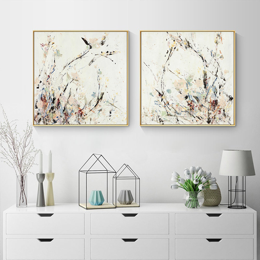 Wall Art 50cmx50cm Afternoon Walk 2 Sets Gold Frame Canvas