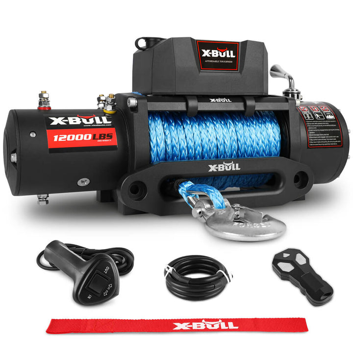 X-BULL 4x4 Electric Winch 12V 12000LBS synthetic rope 4WD Car with winch mounting plate