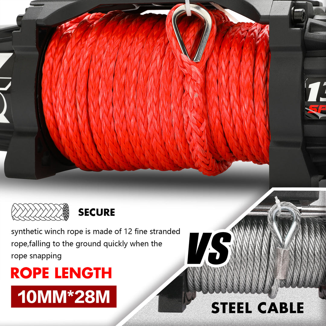 X-BULL Electric Winch 13000LBS 12V Synthetic Rope 28M Wireless Offroad 4WD 4x4