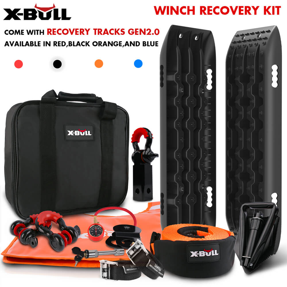 X-BULL Winch Recovery Kit Snatch Strap Off Road 4WD with Mini Recovery Tracks Boards