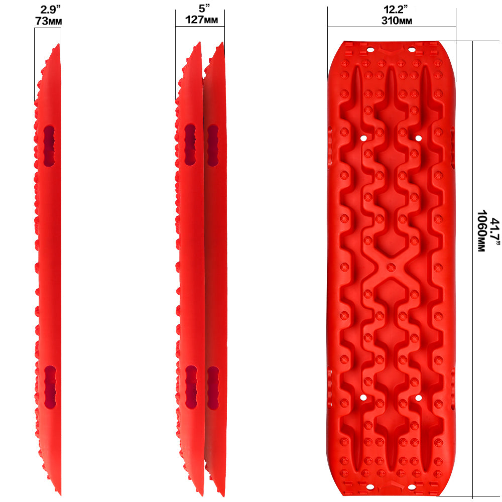 X-BULL 2 Pairs Recovery tracks Sand Mud Snow 4WD / 4x4 ATV Offroad Stronger Gen 3.0 - Red