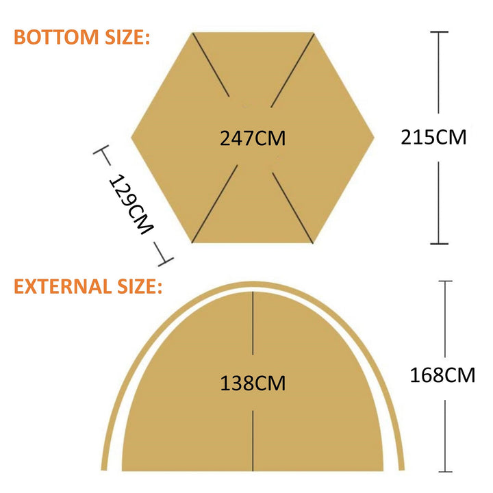 Waterproof Instant Camping Tent 4/5/6 Person Easy Quick Setup Dome Hexagonal Family Tents For Camping, Double Layer Flysheet Can Be Used As Beach Shelter