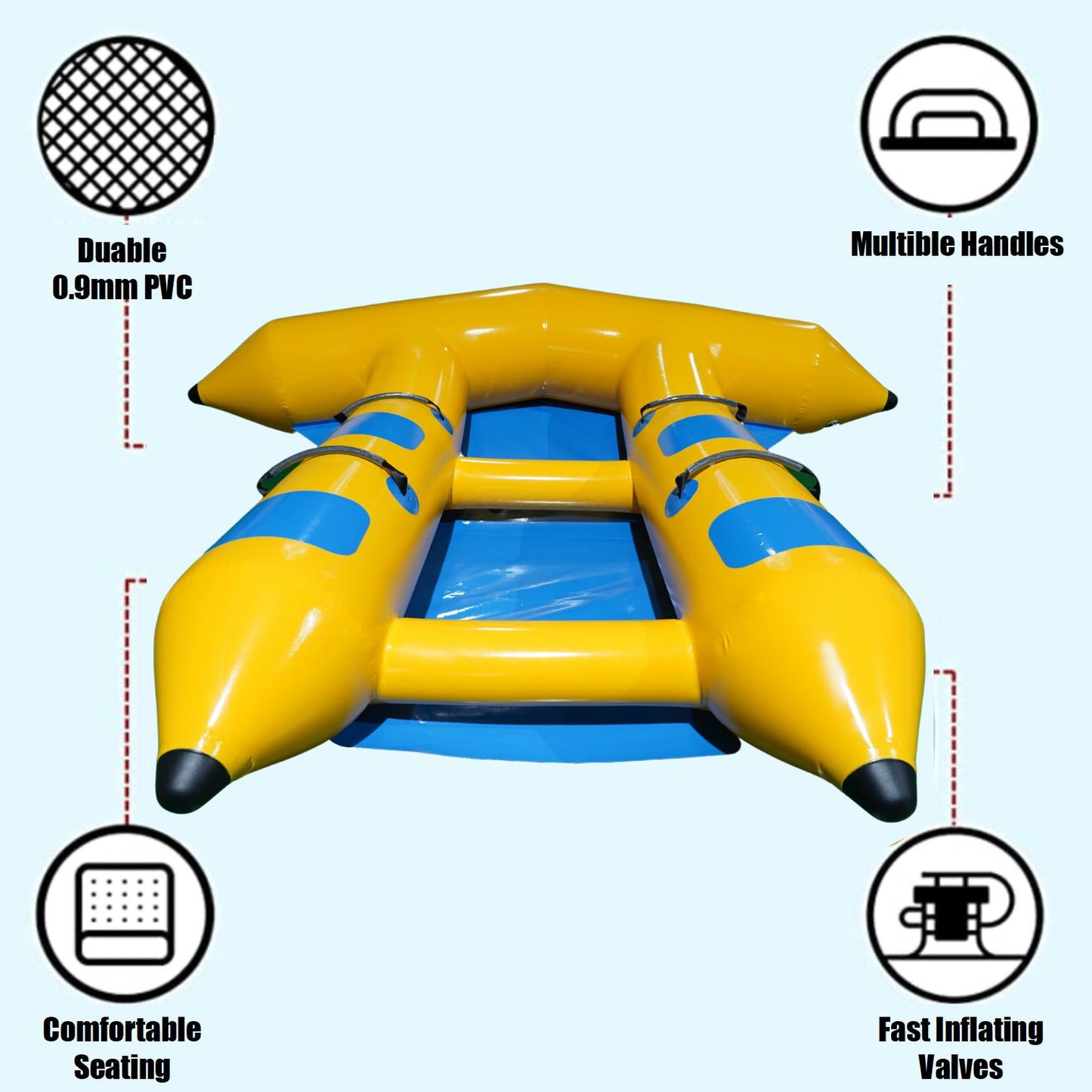 Inflatable 4 Person/Seat Towable Boat  Flying Fish Blower