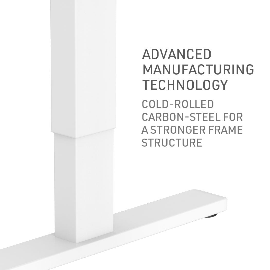 Fortia Sit To Stand Up Standing Desk, 140x60cm, 72-118cm Electric Height Adjustable, 70kg Load, Light Oak Style/White Frame