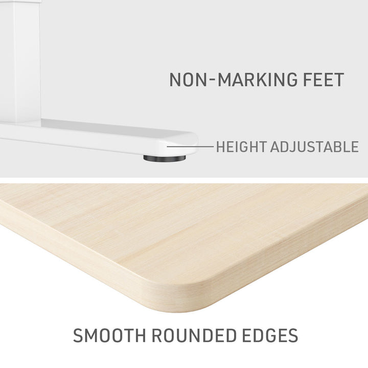 Fortia Sit To Stand Up Standing Desk, 140x60cm, 72-118cm Electric Height Adjustable, 70kg Load, Light Oak Style/White Frame