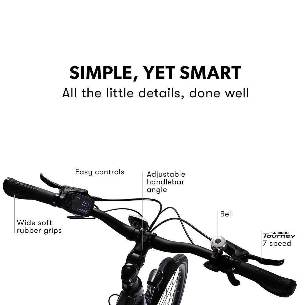 2023 Valk Metro ST 5 + Electric Hybrid Bike, Mid-Drive, Step-Through, Large, Dark Grey