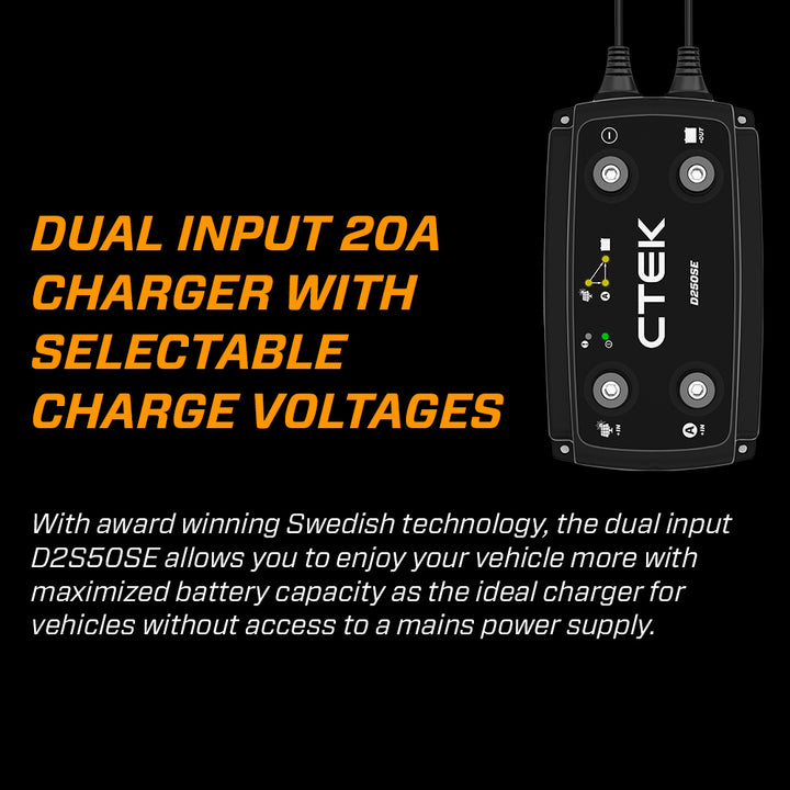 CTEK D250SE Dual Input DC-DC 20A Smart Battery Charger, Power Bank