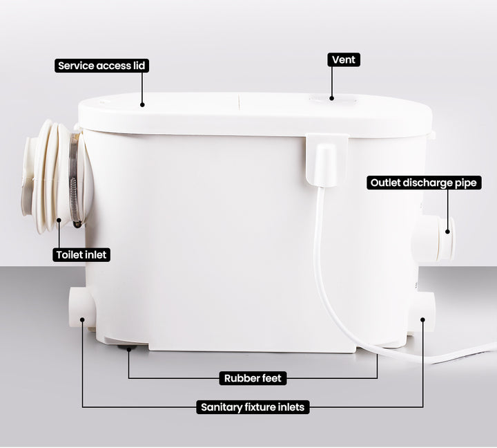 PROTEGE Macerator Pump Concealed for Wall Hung Toilet 3 Inlet Upflush Domestic