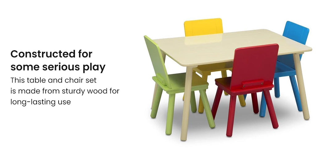 DELTA CHILDREN Kids Premium Table and Chairs Play Furniture Set Wooden Wood