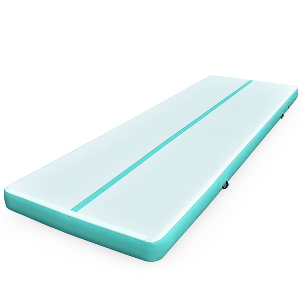 PROFLEX 600x200x20cm Inflatable Air Track Mat Tumbling Gymnastics, Mint Green & Grey (No Pump)