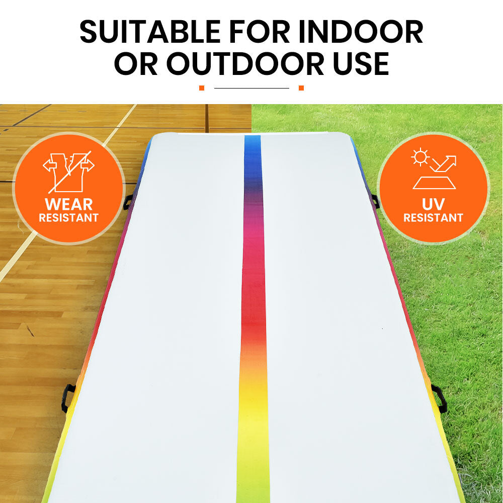 PROFLEX 800x100x20cm Inflatable Air Track Mat Tumbling Gymnastics, Multi-Coloured (No Pump)