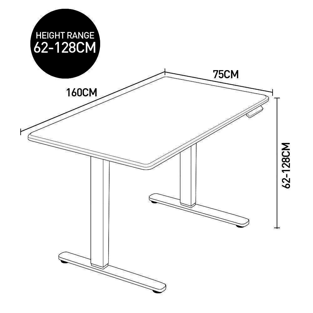 Fortia Sit To Stand Up Standing Desk, 160x75cm, 62-128cm Electric Adjustable Height, Dual Motor, 120kg Load, Arched, White Oak Style/Silver Frame