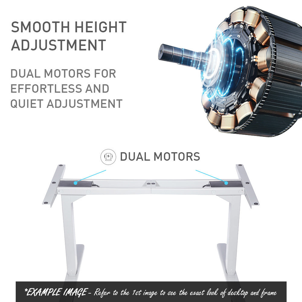 Fortia Sit To Stand Up Standing Desk, 160x75cm, 62-128cm Electric Height Adjustable, Dual Motor, 120kg Load, White/Silver Frame