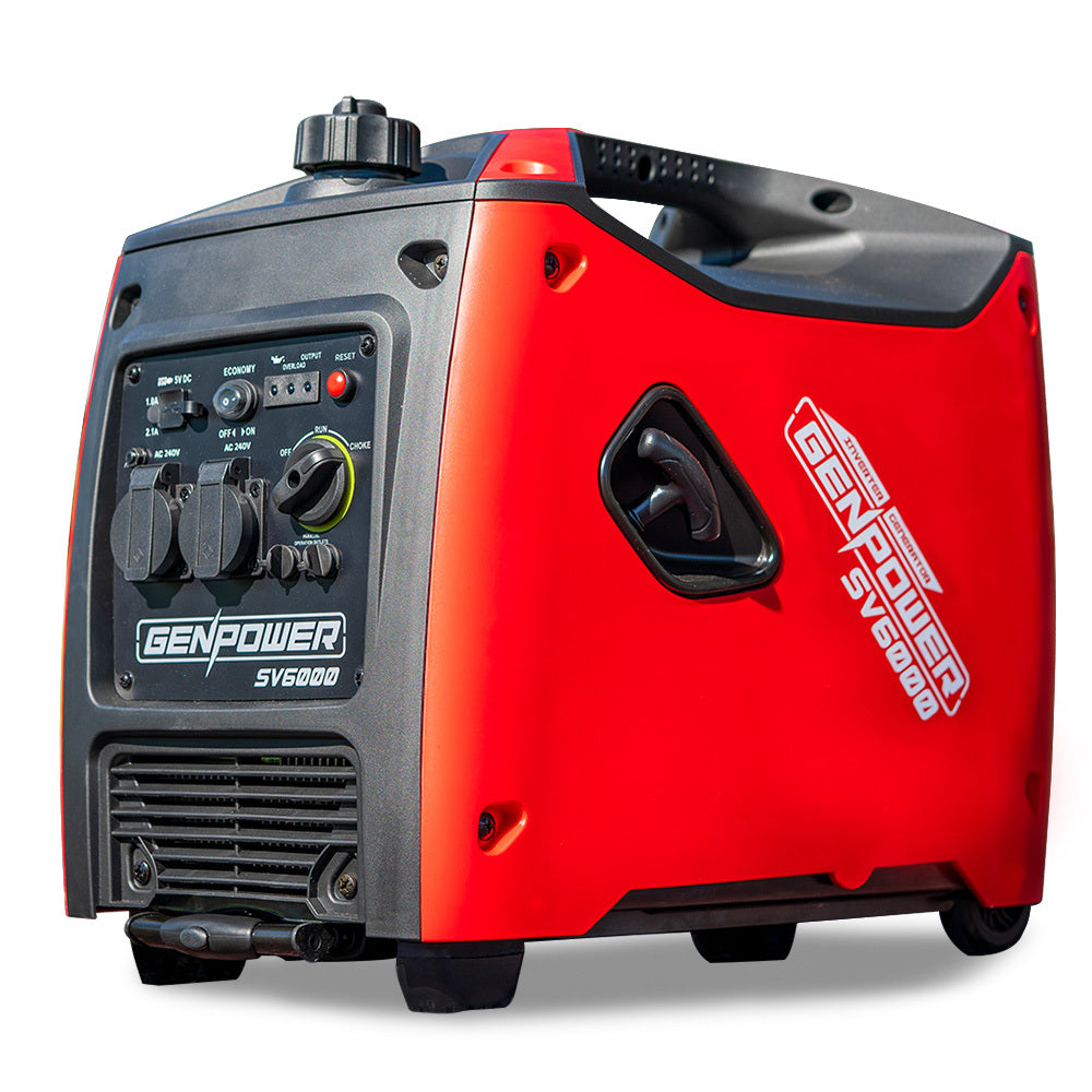 GENPOWER Inverter Generator Portable 3.5kW Max Petrol Pure Sine Wave Camping Power Station Red