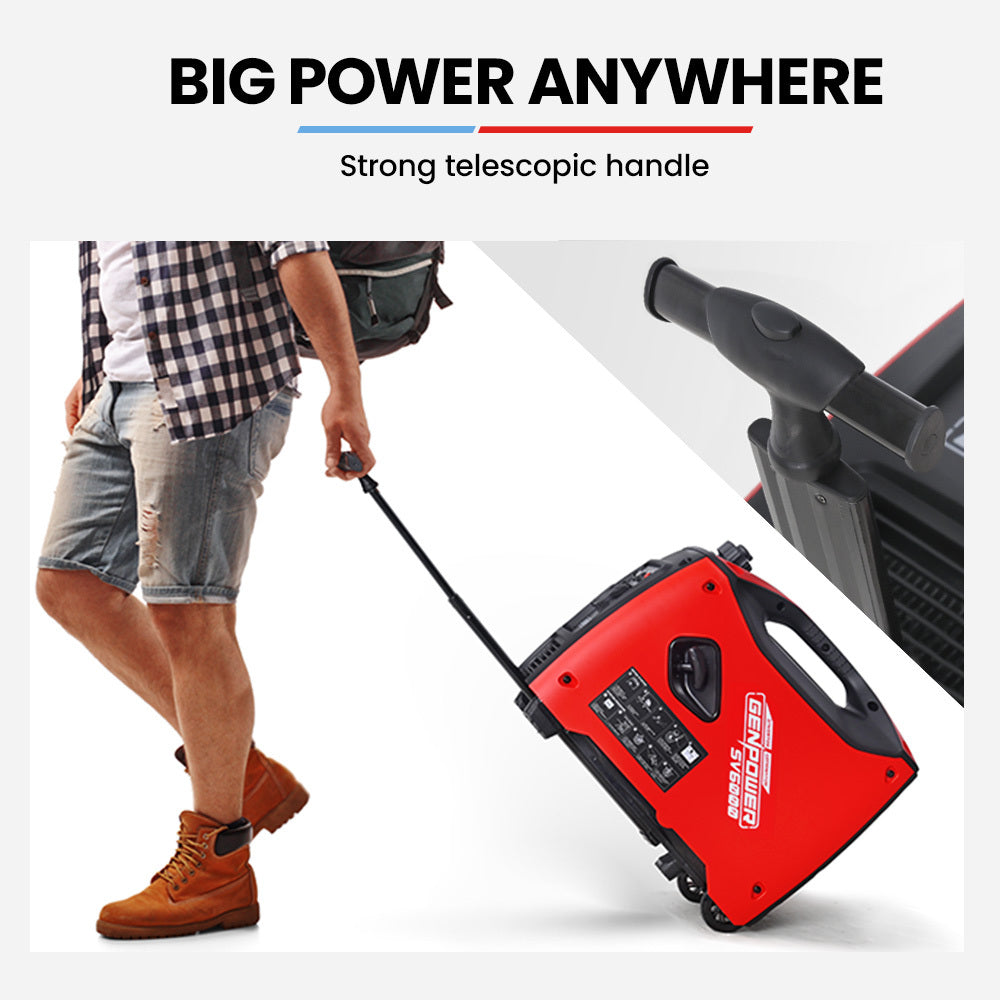 GENPOWER Inverter Generator Portable 3.5kW Max Petrol Pure Sine Wave Camping Power Station Red