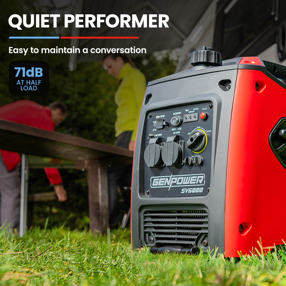 GENPOWER Inverter Generator Portable 3.5kW Max Petrol Pure Sine Wave Camping Power Station Red