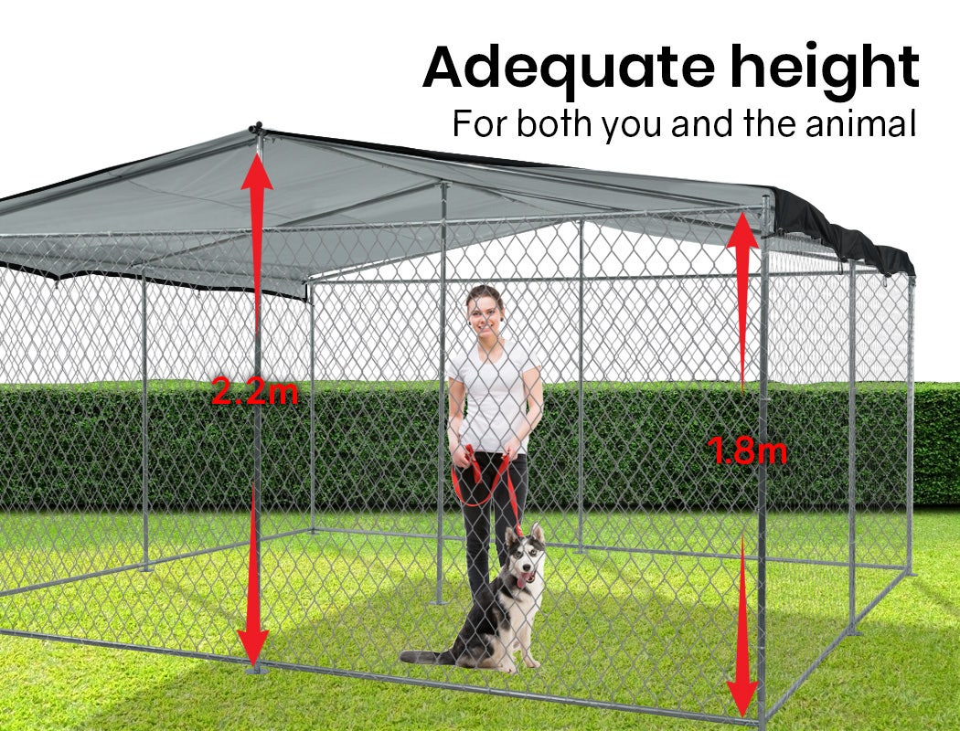 4x4m Dog Enclosure Kennel Large Chain Dogs Cat Cage Pet Animal Cover Shade Fencing Run Playpen