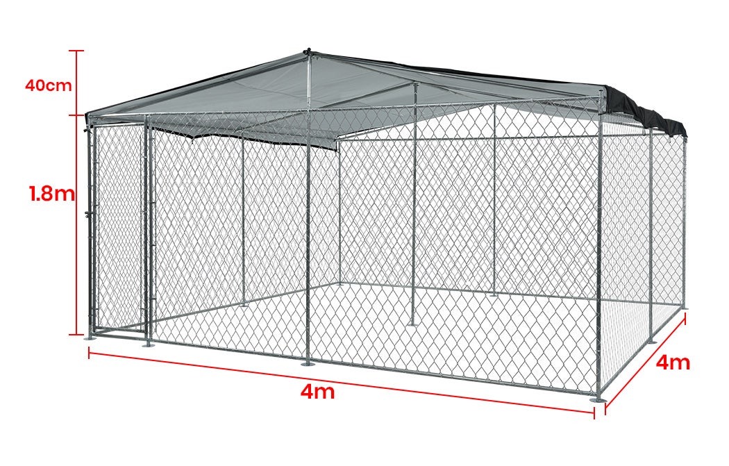 4x4m Dog Enclosure Kennel Large Chain Dogs Cat Cage Pet Animal Cover Shade Fencing Run Playpen