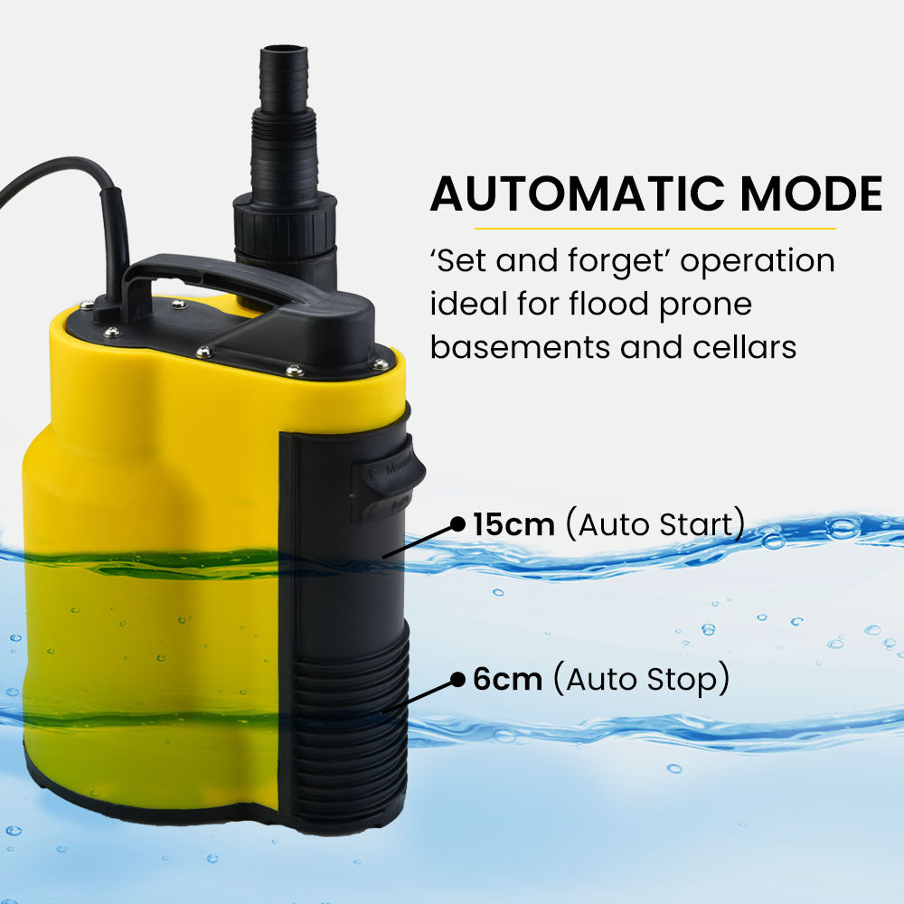 PROTEGE Tight Access Clean/Grey Water Submersible Sump Pump, Integrated Float Switch