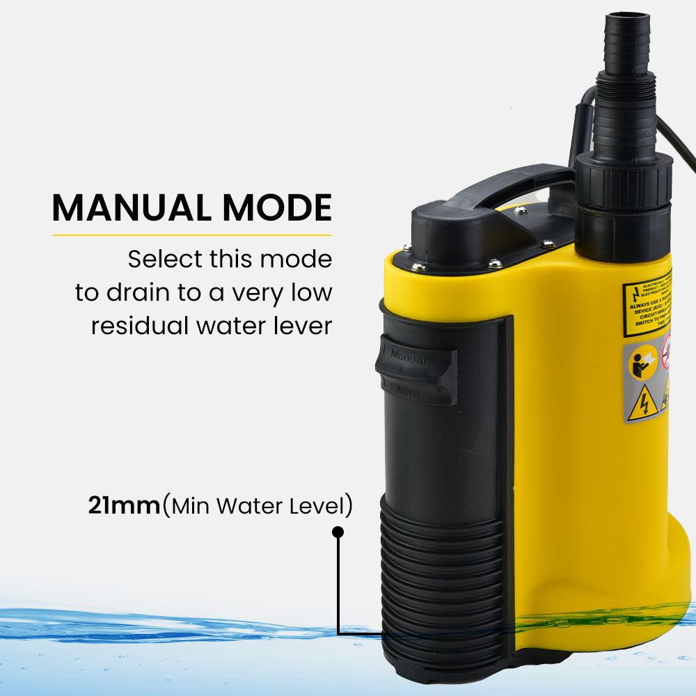 PROTEGE Tight Access Dirty Water Submersible Sump Pump, Integrated Float Switch