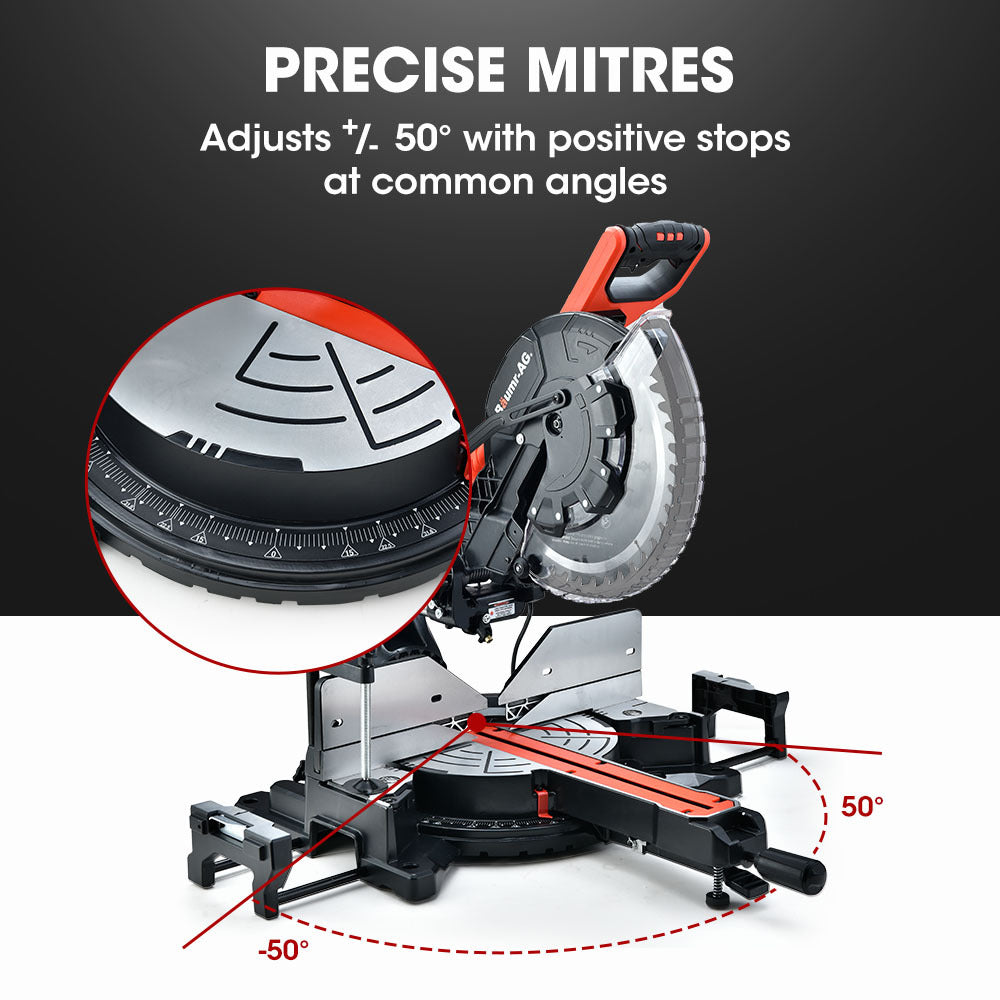 BAUMR-AG 305mm Compound Mitre Saw Dual Bevel Sliding Drop Saws 2200W