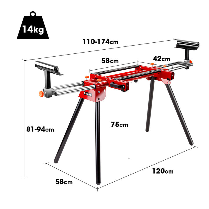 BAUMR-AG 210mm Sliding Compound Mitre Drop Saw and Adjustable Stand Combo