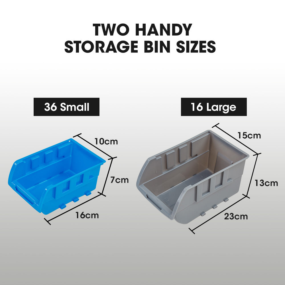 BAUMR-AG 52 Parts Bin Rack Storage System Mobile Double-Sided - Blue