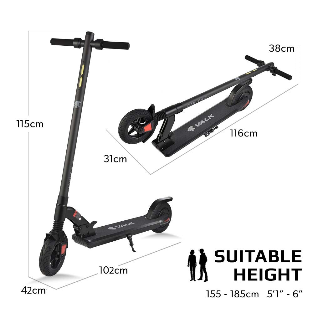 VALK Carbon 3+ 350W Electric Scooter 30km Long-Range 36V Battery Foldable E-Scooter Adult Ride On