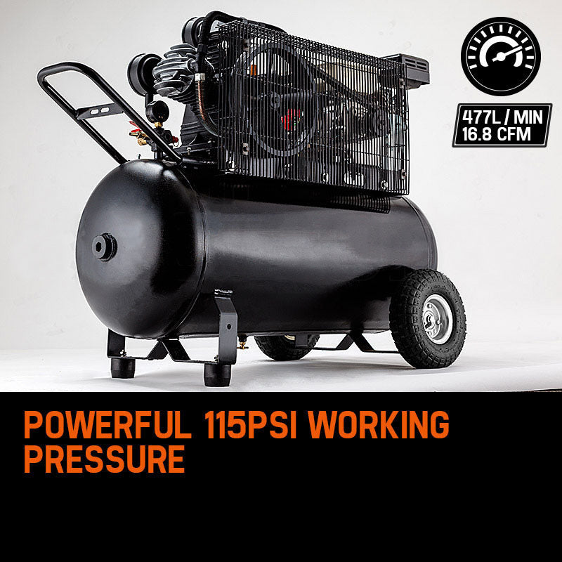 UNIMAC 8HP Air Compressor 115PSI 120L Petrol Powered Industrial Air Conditioning